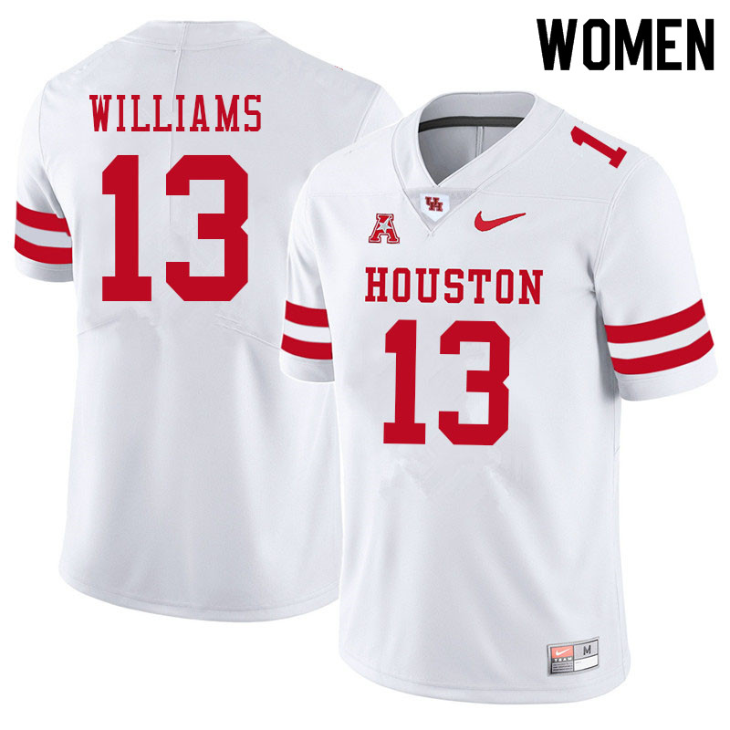 Women #13 Sedrick Williams Houston Cougars College Football Jerseys Sale-White